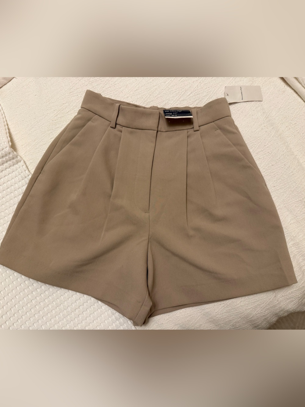 Abercrombie & Fitch Taupe High-Waist Tailored Shorts